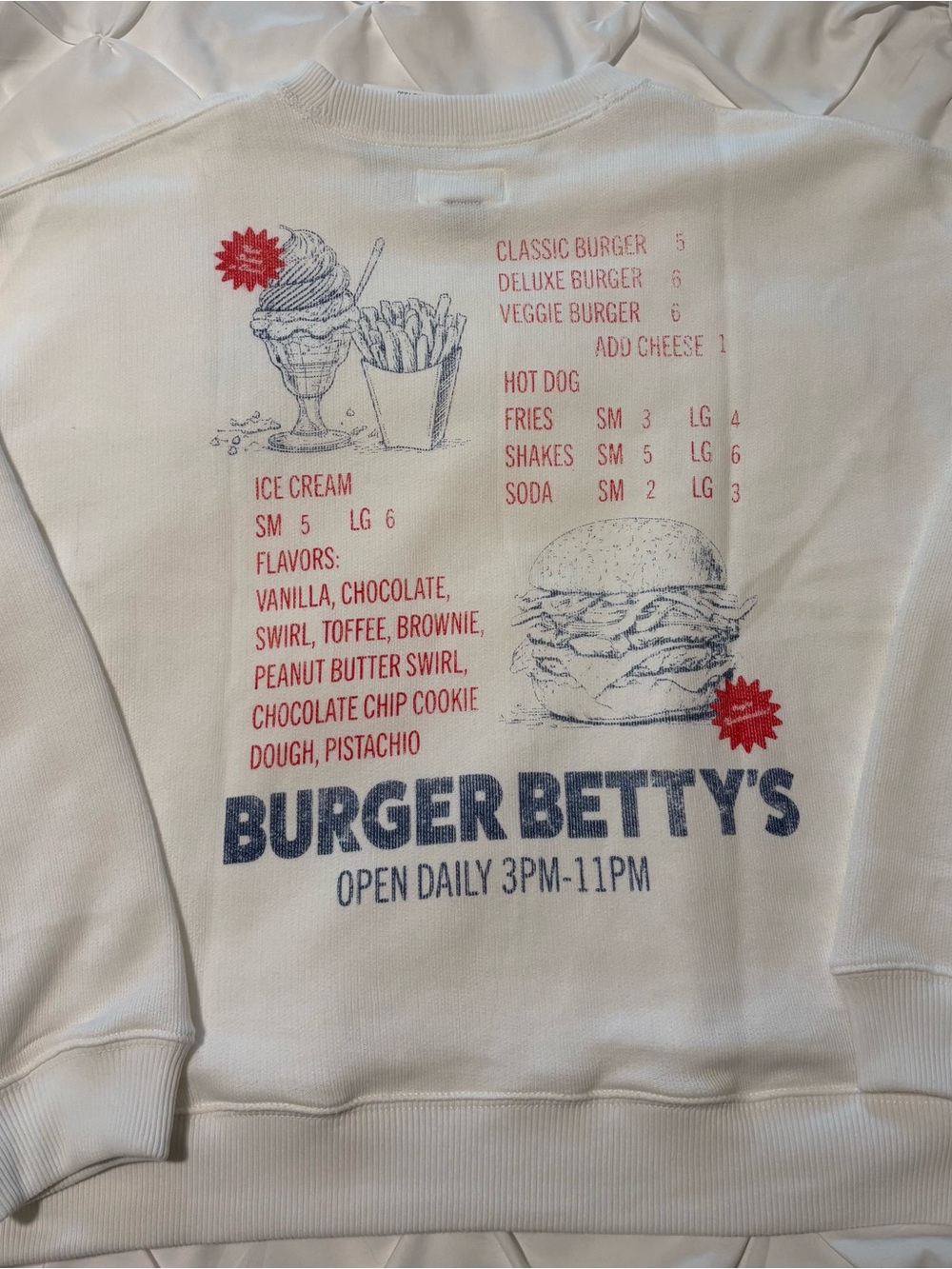 American Eagle Burger Betty’s Crewneck Fleece Sweatshirt, Women’s Small NWT - Picture 9 of 10